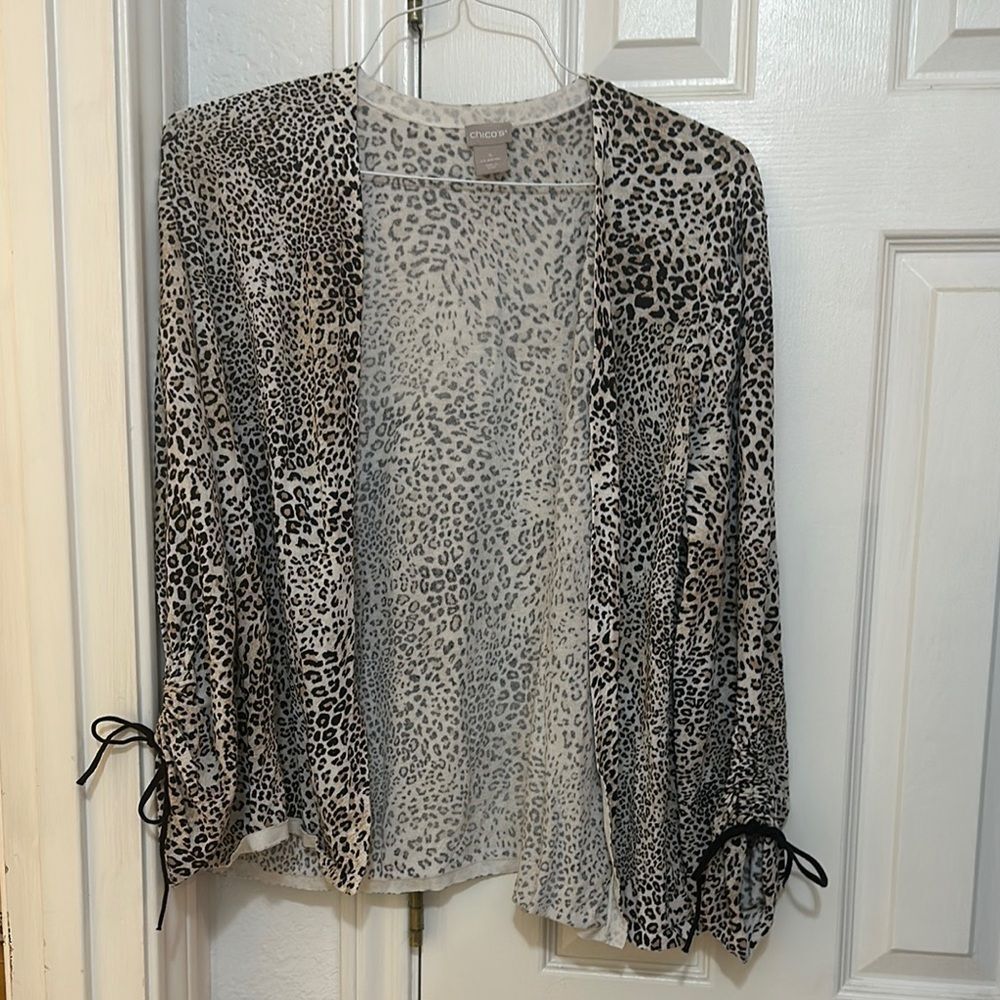 Chic Leopard Print Sheer Top - image 1